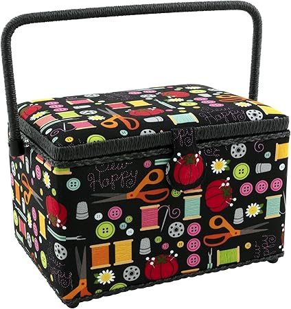 Dritz Large Sewing Basket, Black Sewing Notions