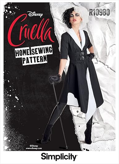 Simplicity UR10980R5 Disney's Cruella Misses' Unitard and Coat Costume Sewing Pattern for Cosplay and Halloween, Design Code R10980, Sizes 14-22, 100% Paper