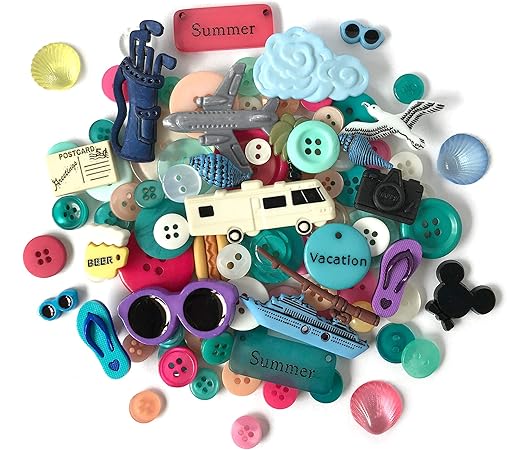 Buttons Galore and More Collection Round Novelty Buttons & Embellishments Based on Variety of Themes, Holidays and Seasons for DIY Crafts, Scrapbooking, Sewing, Cardmaking and Other Projects – 50 Pcs