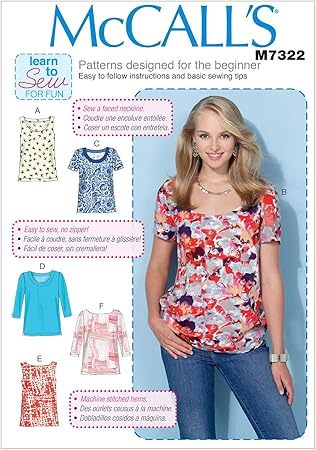 McCall's Patterns M7322 Misses' Pullover Tops, Y (X-Small-Small-Medium)