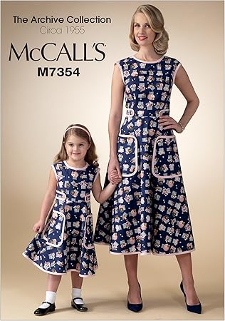 McCall's Patterns M7354 Misses'/Children's/Girls' Matching Back-Wrap Dresses, Size Miss (SML-MED-LRG-XLG)