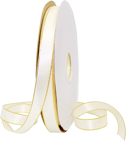 Morex Ribbon Gold Edge Satin Ribbon, 5/8