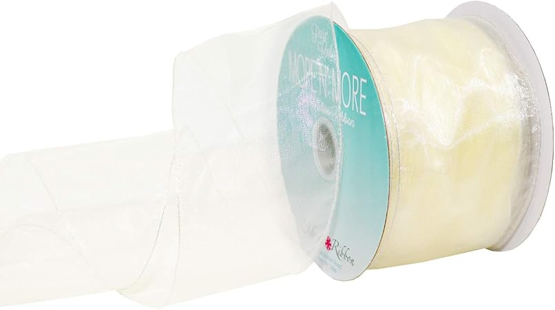 Morex Ribbon Wired 2-1/2-Inch Chiffon Ribbon with 20-Yard Spool, Ivory