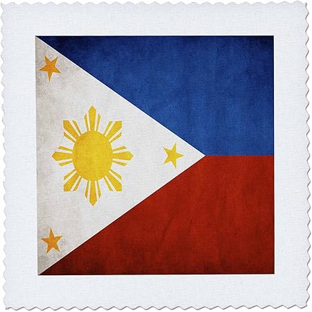 3dRose qs_28282_1 Philippines Flag-Quilt Square, 10 by 10-Inch