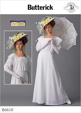 McCall's Patterns BUT 6610 Butterick Patterns B6610 A5 Misses' Costume and Hat by Making History, Size 6-8-10-12-14