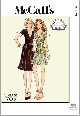 McCall's Vintage 1970's Misses' Knit Dress Sewing Pattern Packet, Design Code M8379, Sizes 6-8-10-12-14