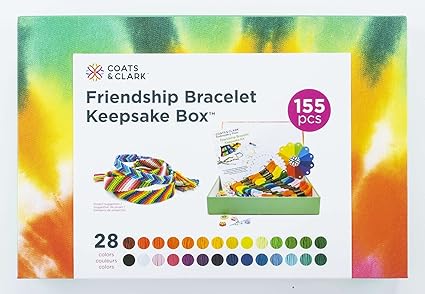 Coats & Clark Friendship Bracelet Floss Set with Keepsake Gift Box, Multicolor Assortment