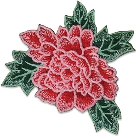 Expo International Chante Iron On Embroidered Flower Patches/Appliques, Pink