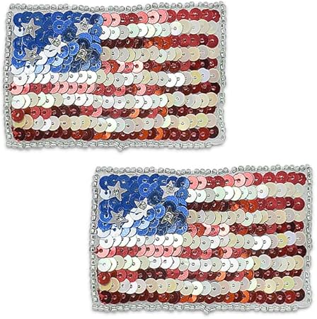 Expo International Pack of 2 The Stars and Stripes American USA Flag Sequin Applique wit | Red White and Blue Tulle