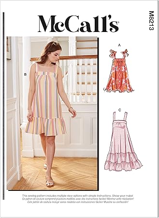 McCall's Misses' Sundress Sewing Pattern Kit, Code M8213, Sizes XS-S-M, Multicolor