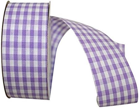 Reliant Ribbon Gingham Check Ribbon, 1-3/8 Inch X 25 Yards, Lavender