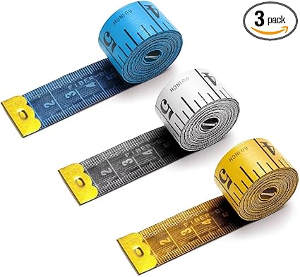 odditon Soft Tape Measure, 60-inch/150 CM Double Scale Body Sewing Flexible Ruler, for Weight Loss Tailoring(Blue,White,Yellow)