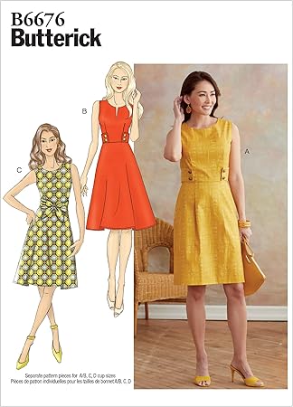 Butterick B6676E5 Easy Women's Sleeveless Dress Sewing Patterns, Sizes 14-22