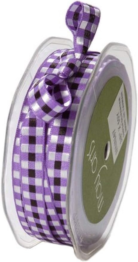 May Arts 3/8-Inch Wide Ribbon, Purple Multicolored Check