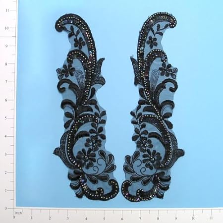 Expo International Vintage Leaf Swag Lace Applique/Patch Pack of 2 Tulle, Black