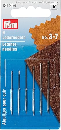 Prym Leather, 3-7, 6 pc Hand Needles, 6 Piece, Silver