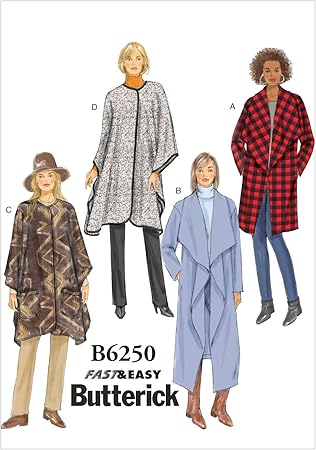 Butterick Patterns B6250ZZ0 Misses Jacket, Coat and Wrap, ZZ (LRG-XLG-XXL)