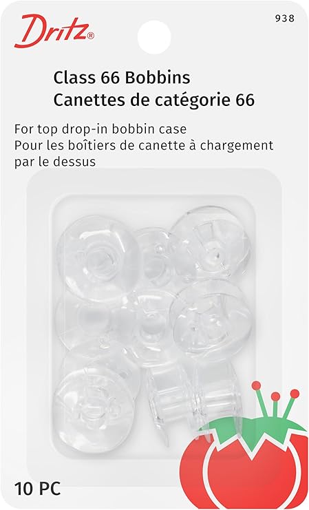 Dritz Class 66 Reusable, 10 Count, Clear Plastic Bobbins