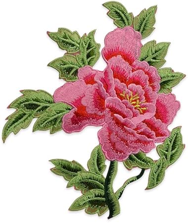 Expo International Kay Iron On Embroidered Large Flower Patches/Appliques, Pink