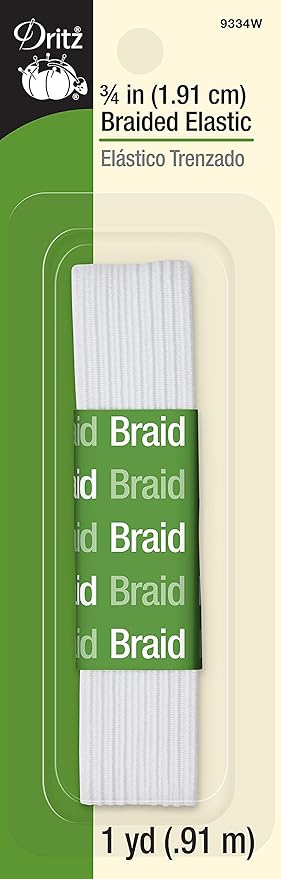 Dritz x, White Braided Elastic, 3/4-Inch by 1-Yard