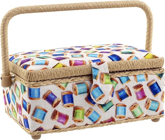 Dritz Small Thread Sewing Basket, Colorful Spools