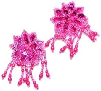 Expo International Sunburst Beaded Sequin Pack of 2 Patches/Appliques, Fuchsia