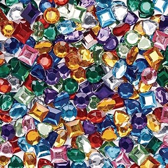 Colorations® Sparkly Self-Stick Gem Jar, Fun Assorted Shapes and Colors, Create Crafts and Projects, Group Activities, Summer Camp, and Senior Centers, Pieces are Approximately 3/8