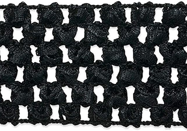 Expo International 1-3/4-Inch Crochet Stretch Trim Embellishment, 20-Yard, Black