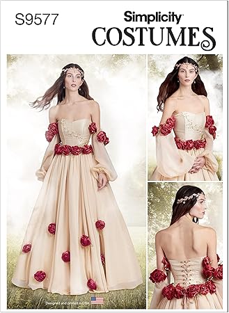 Simplicity Misses' Fantasy Costume Sewing Pattern Kit, Code S9577, Sizes 6-8-10-12-14, Multicolor