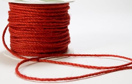 May Arts 1/8-Inch Wide Ribbon, Red Burlap Cord