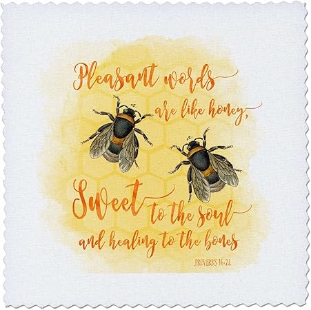 3dRose 6x6 inch Quilt Square, Bees Bible Quote