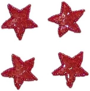 Expo International Sequin Star Patch-Coral-Mini-4 pcs. Applique