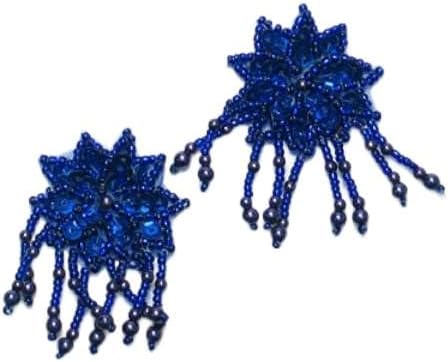 Expo International Sunburst Beaded Sequin Pack of 2 Patches/Appliques, Royal Blue