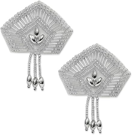 Expo International Chevron Mini Beaded Patch Pack of 2 Applique, Silver