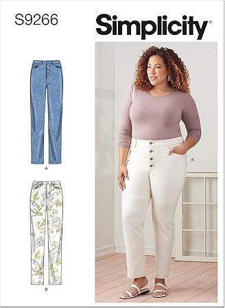 Simplicity Misses' and Women's Vintage Jeans Packet, Code 9266 Sewing Pattern, Sizes 10-18, White