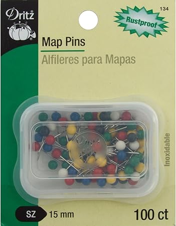 Dritz 134 Map Pins Pins, 15 mm (100-Count)