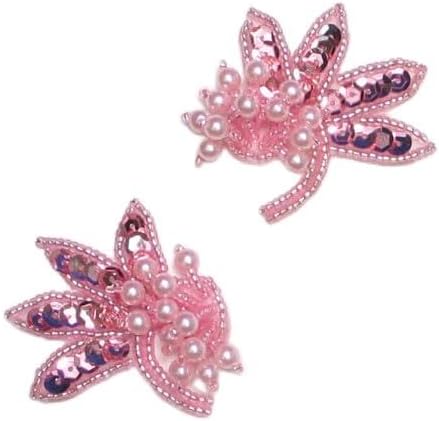 Expo International Floral Spray Sequin Pack of 2 Patches/Appliques, Mauve