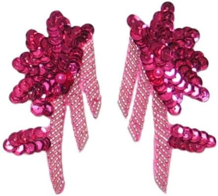 Expo International Floral Swag Sequin Applique Pack of 2 Patch, Fuchsia