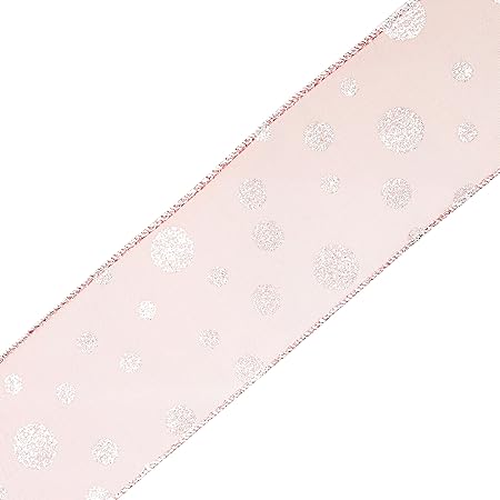 Morex Ribbon 7407 Glitter Dots Ribbon, Wired Sheer, 2 1/2