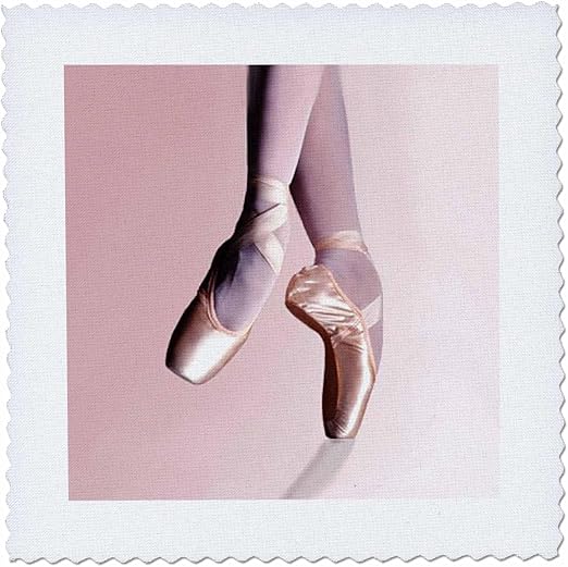 3dRose qs_1277_1 Ballet Slippers-Quilt Square, 10 by 10-Inch