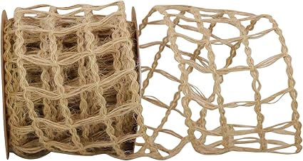 Reliant Ribbon 90361W-750-40J Grand Net Jute Wired Edge Ribbon, 2-1/2 Inch X 25 Yards, Natural