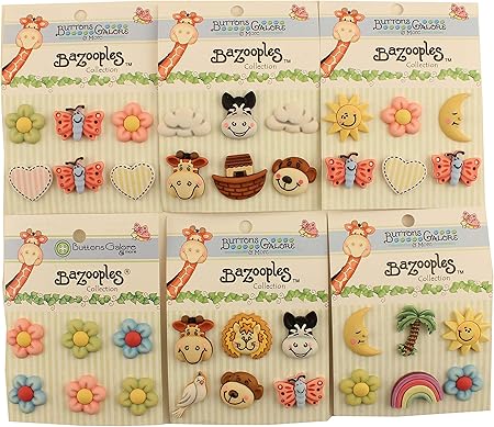 Buttons Galore Zoo Animals 3D Buttons-Set of 6 Cards