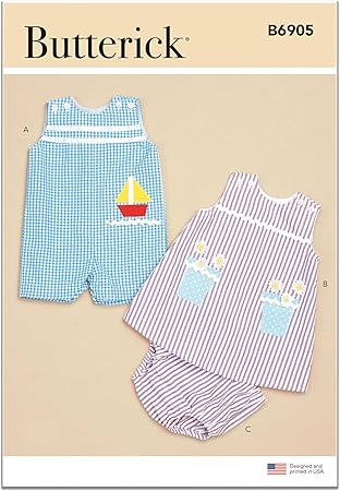 Butterick Easy to Make Baby Overalls, Dress and Panties Sewing Pattern Packet, Design Code S9411, Sizes NBN-SML-MED-LRG-XLG, Multicolor