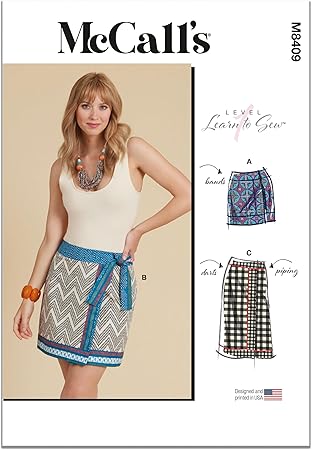 McCall's Learn to Sew Misses' Wrap Skirts Sewing Pattern Kit, Design Code M8409, Sizes 6-8-10-12-14