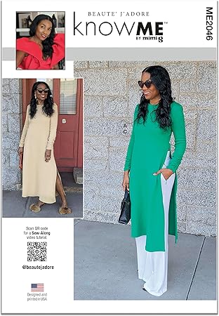 Know Me Misses' Knit Dress and Woven Pants Sewing Pattern Kit, Design Code ME2046, Sizes 18-20-22-24-26