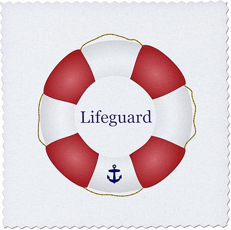 3dRose Lifeguard Lifesaver Swimming Pool Saver Preserver-sea Beach Life Guard red and White Float-Quilt Square, 12-inch (qs_112970_4)