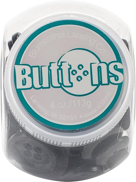 Blumenthal Lansing Company, Black Jar, 4 oz. Assorted Size Buttons