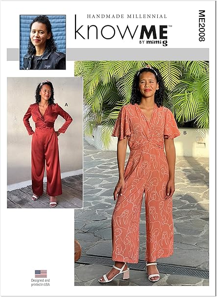 Know Me Misses' and Women's Jumpsuit Sewing Pattern Kit by Handmade Millennial, Design Code ME2008, Sizes 10-12-14-16-18