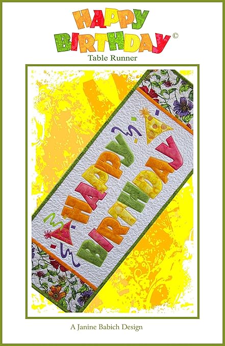 Janine Babich Designs Happy Birthday Table Runner Pattern, Any