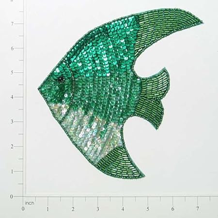 Expo International Tropical Fish Sequin Patches/Appliques, Kelly Green